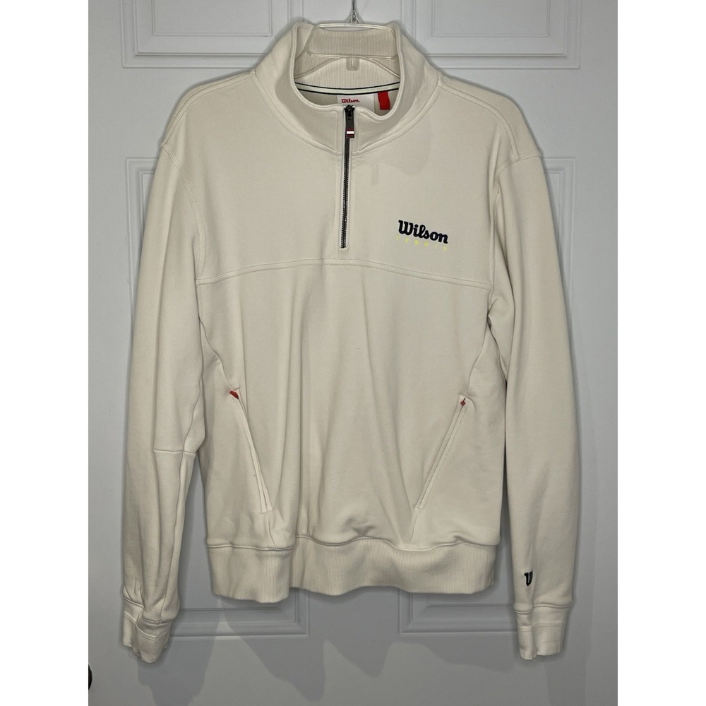 Wilson Millennium Sweatshirt Men's Medium White 1/4 Zip Long Sleeve Tennis
